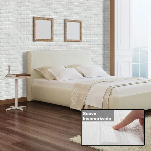 Patrón De Ladrillo Pegatina De Pared 3d Textura Papel 10 Piezas Color Blanco