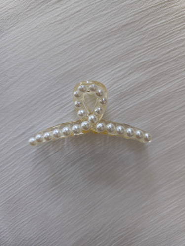 Gancho Pinza Broche Clip Pelo Grande Transparente Perlas Infinito