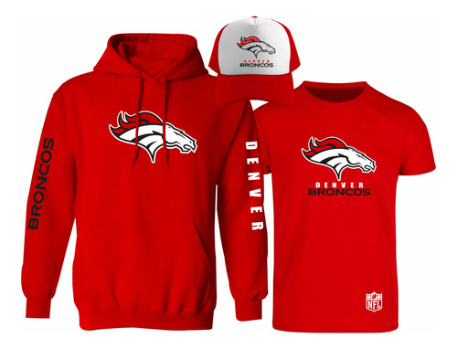 Kit Sudadera + Playera + Gorra Mod Denver Broncos Nfl