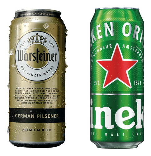 Imagen 2 de 9 de Cerveza Warsteiner Lata 473ml X24 + Heineken Lata 473ml X12