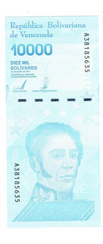 Billete De Venezuela, 10.000 Bolívares, 2019. Unc. Jp