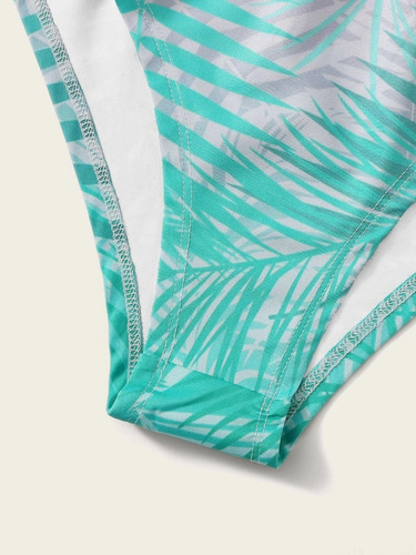 Set De Bikini Con Tira Spaghetti Con Estampado De Palma