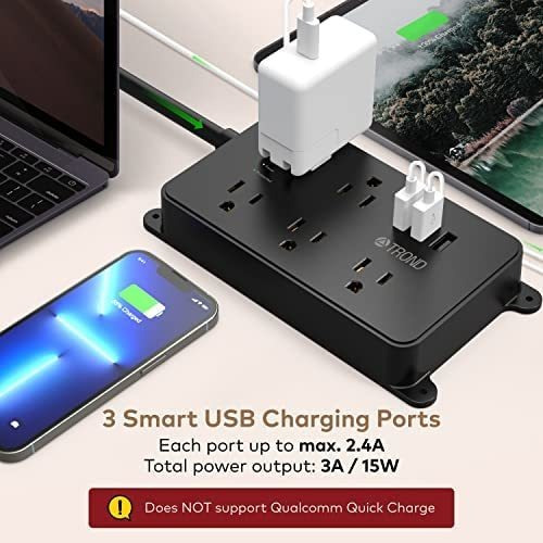 Enchufe Inteligente Marca Trond/5 Tomas/3 Usb/negro/5ft