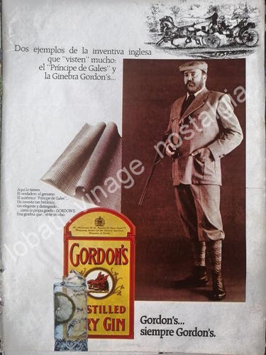 Cartel Publicitario Retro Ginebra Gordons 1980s /v309