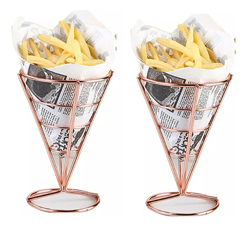 Cono Para Patatas Fritas Y Aperitivos Acero Inoxidable 2pc