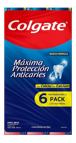 Crema Dental Protección Anticaries, Colgate 6 Pzs 160ml