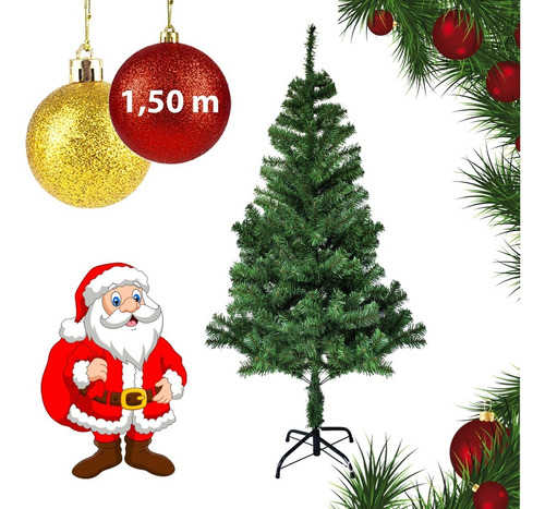 Árvore De Natal Altura 1,50m Prime 200 Galhos Verde Pé Ferro | Frete grátis