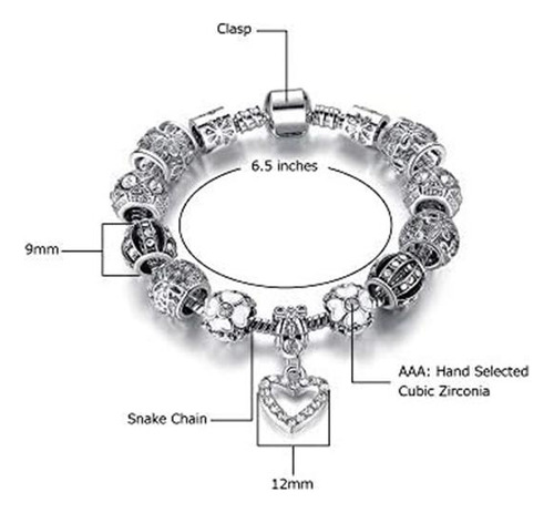 Savlano Pulsera Con Dije De Corazón En Tono Plateado Con Cue