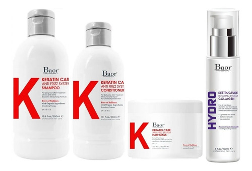 Shampoo + Acondicionador + Mascarilla + Hydro Baor K Keratin