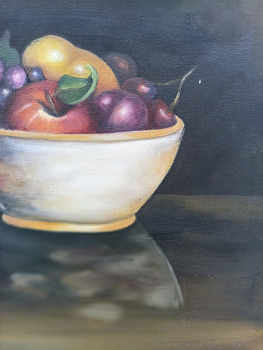 Cuadro Oleo.figurativo.moderno.transparencias Jarrón Frutas