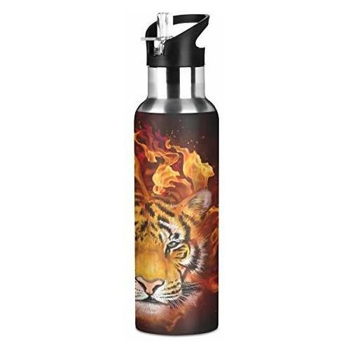 Lelego Flame Tiger Animal Imprimir Botella De Agua 7c6fa