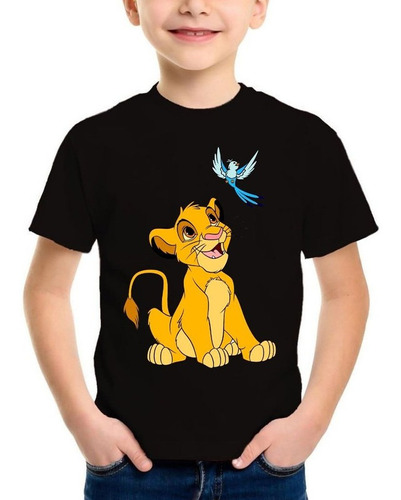 Polera Estampada 100% Algodon Niño El Rey León