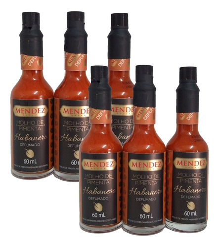 Kit Molho De Pimenta Mendez 60ml 06 Habanero Defumada Vidro