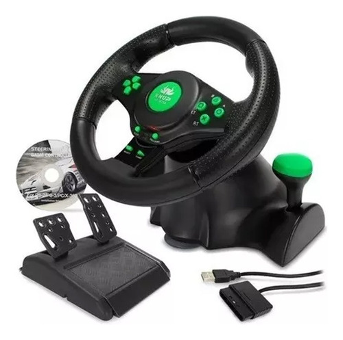 Volante C/ Vibração Pc/xbox 360 / Ps3 / Ps2 / Usb Kp-5815a Cor Preto