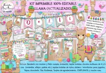 Comprar Kit Imprimible Candy Bar Llama 100% Editable