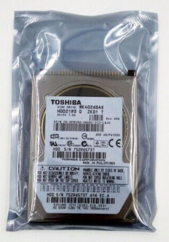 Toshiba  Disco Duro Ide 2,5  40 Gb Mk4026gax 16 Mb 5400 Rpm