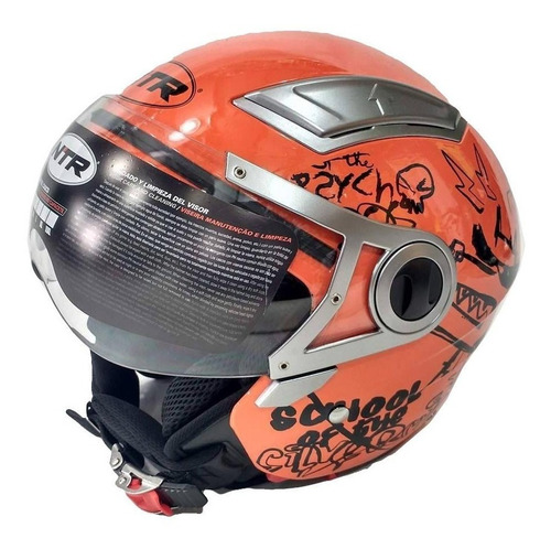 Casco Moto Abierto Ntr Ff500 Naranja Scooter Solomototeam