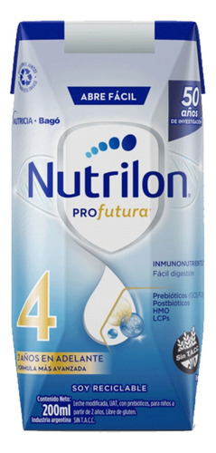 Leche De Fórmula Líquida Nutricia Bagó Nutrilon Profutura 4 Brik 200ml - 1 Unidad