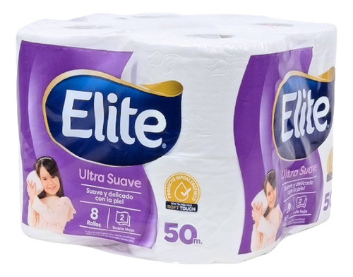 Papel Higiénico Elite 50 Mts Doble Hoja 8 Unidad Soft Touch