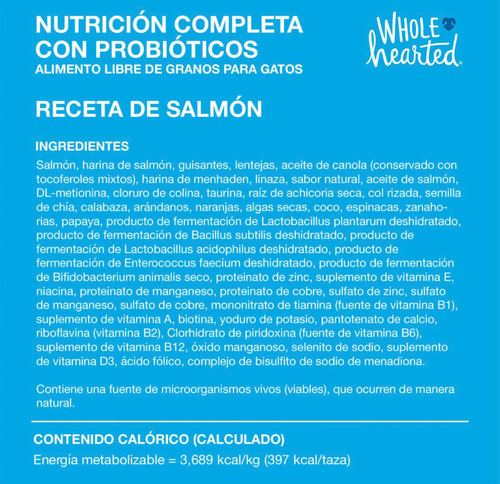Wholehearted Alimento Natural Para Gatito En Salmón 2.2 Kg