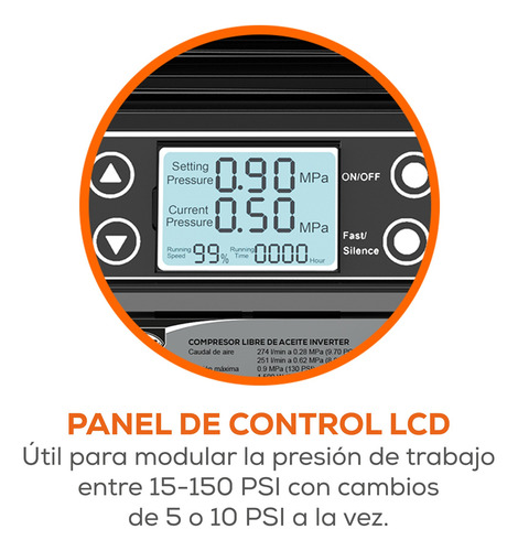 Compresor De Aire Inverter Libre Aceite 3hp 220v 130psi 30l