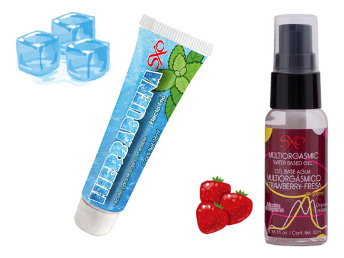Lubricante P/ Masaje Hierba Buena Frío & Multiorgasmico 30ml Hierbabuena / Fresa