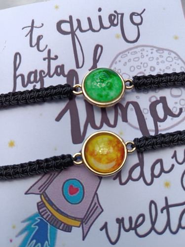 Pulseras Parejas Amistad Luna Brillan En La Oscuridad
