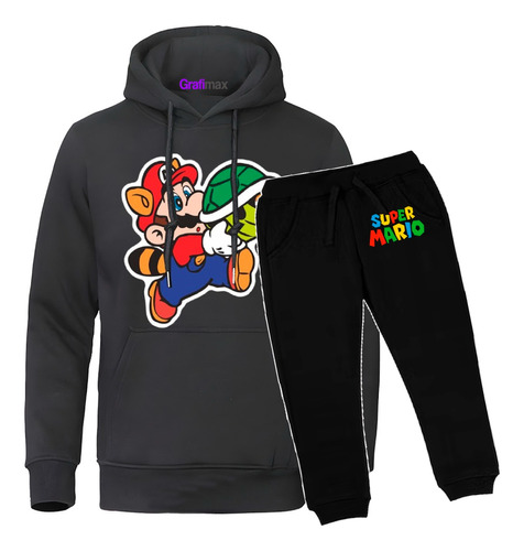  Conjunto Poleron Buzo Super Mario Bross Niños Grafimax 