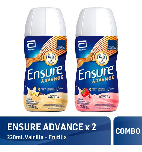 Ensure Advance Shake 2 Vainilla + 2 Frutilla X 220 Ml