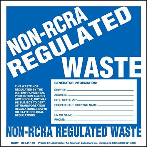 Labelmaster Bwm7 non-rcra Regulado Generador Etiqueta Info