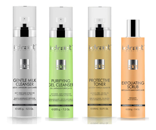 Set X4 Productos Premium Limpieza Facial Profunda Idraet