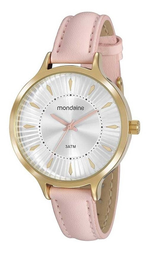 Relógio Mondaine Feminino Classic Dourado 53602lpmvdh4 Cor da correia Rosa Cor do fundo Branco