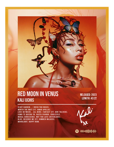 Poster Kali Uchis Red Moon Album Music Firma 80x40