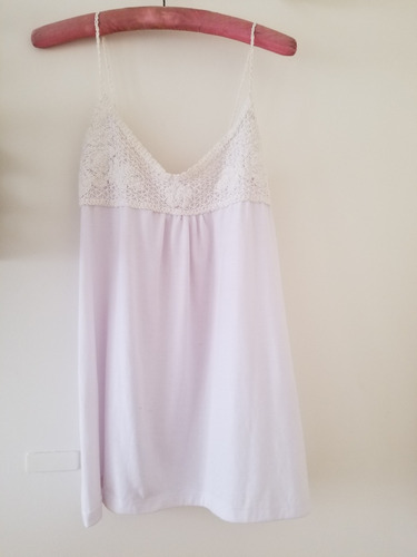 Vestido Solero Corto Remera Algodon Elastizado/hilo Blanco S