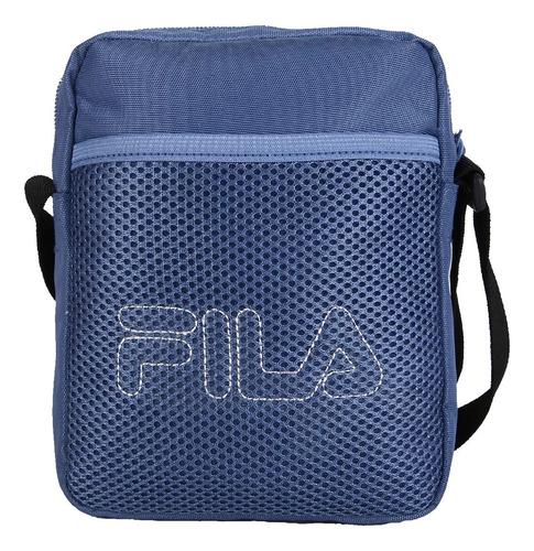 Bolsa lateral azul unisex Fila Classic Dna con marco de herrajes, correa de hombro de níquel, color negro, diseño de tela lisa