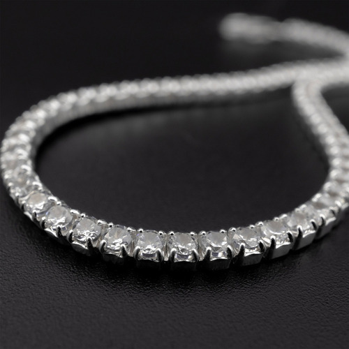 Pulsera Brazalete Tenis 2mm Ajustable 100% Plata Fina .925 Color Plateado Diámetro 17 Cm Largo 20