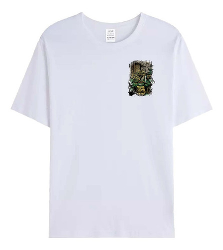 Remera De Algodón Blanca Logo Tortugas Ninjas  R200