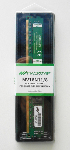 Memória Desktop Macrovip 8gb Ddr3 1600mhz Mv16n11/8