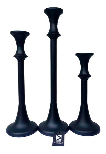 Candelabro Velas Decorativo Hogar Negro 3 Pcs