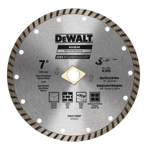 Disco Diamantado Ranurado 7  Hp Dewalt Dw47700hp