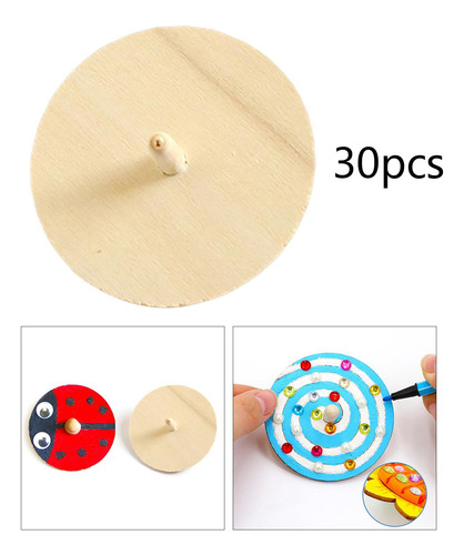 30 Piezas De Madera Sin Terminar Top, Kids Gyro Toys,