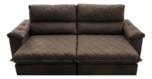 Sofá Retrátil Reclinável 2,95m Cama Inbox Big Home. Velusoft Cor Caf