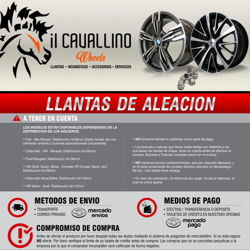 Llanta Deportiva Scirocco Rodado 15 Vw Chevrolet Cavallino