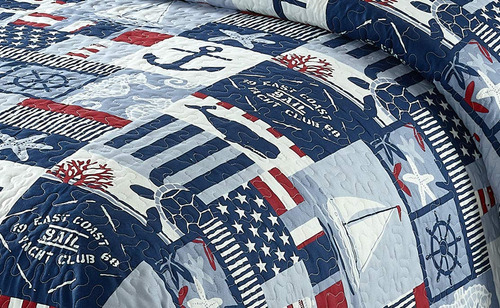 Colcha Para Niños Y Adolescentes Diseño Velero Y Marino