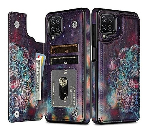 Carcasa Tipo Cartera Para Samsung Galaxy A12 Morado Mandala