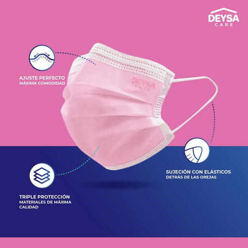 Imagen 2 de 6 de Mascarilla Tipo Il R Classic Rosado 2 Cajas 50 Un C/u