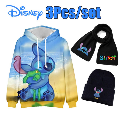 Set De 3 Sudaderas Con Capucha Estampadas En 3d Lilo & Stitc