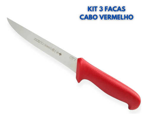 Kit 3 Facas Desossar Profissional 6  Inox E Cabo Ergonômico
