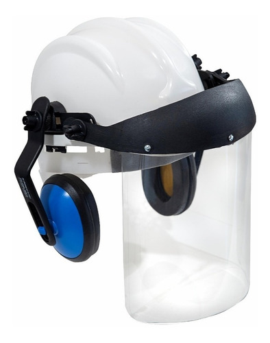 Capacete Acoplado Com Protetor Facial Incolor Plastcor