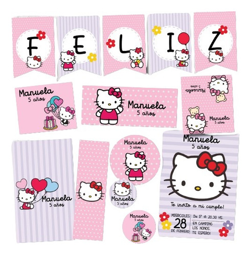 Kit Imprimible Personalizado Hello Kitty Candy Cumple